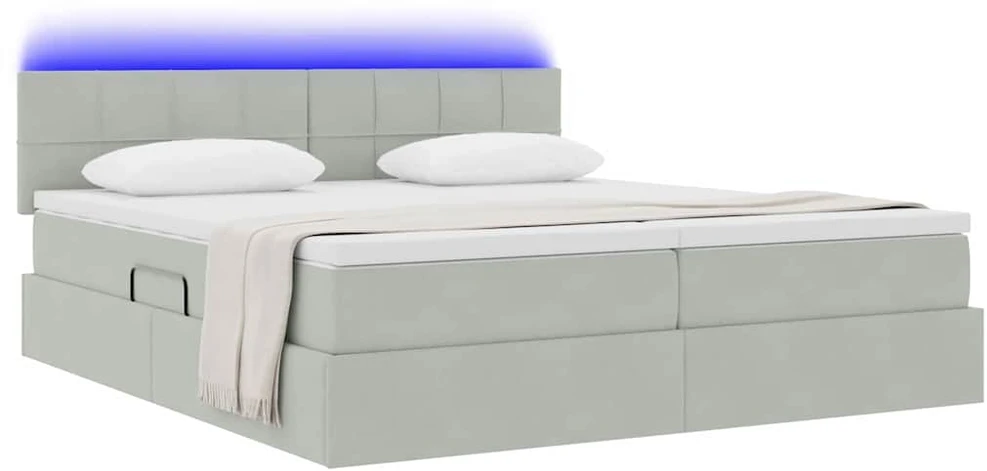 LED saugojimo lova su čiužiniu Šviesiai pilka 180 x 200 cm