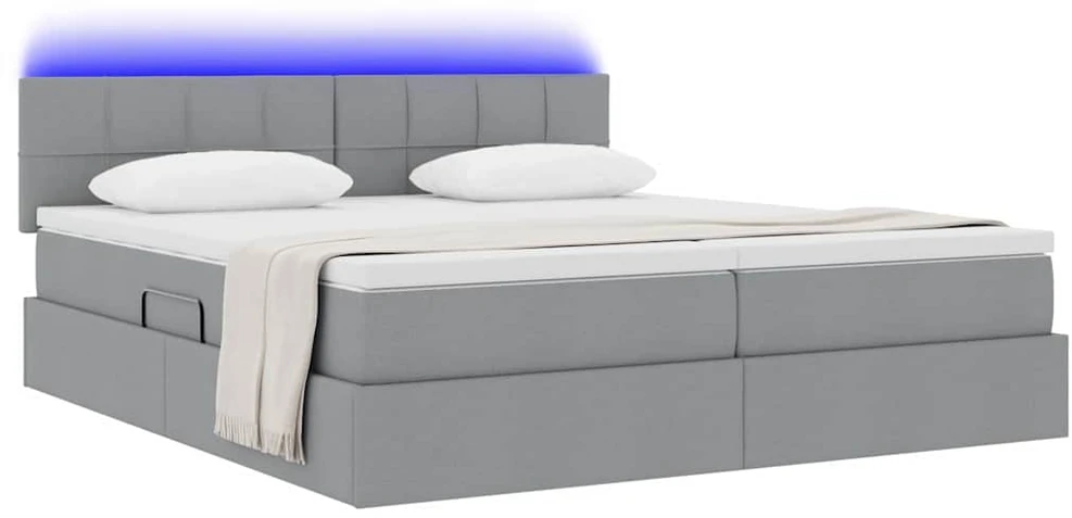 LED saugojimo lova su čiužiniu Šviesiai pilka 200 x 200 cm