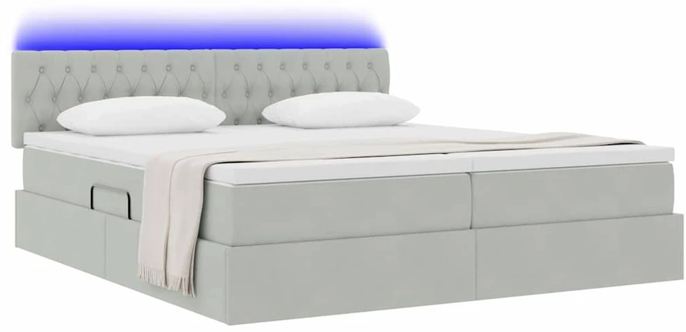 LED saugojimo lova su čiužiniu Šviesiai pilka 180 x 200 cm