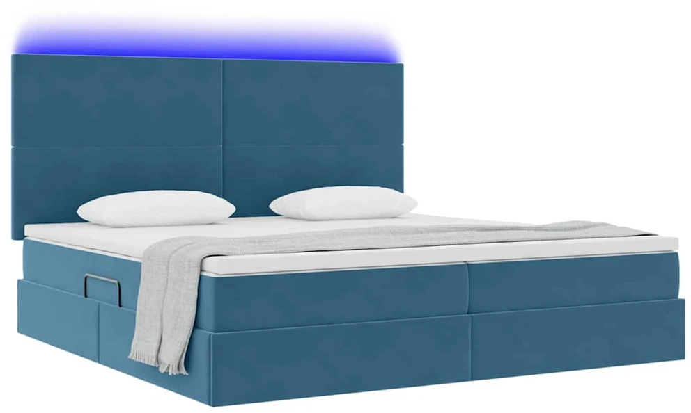 LED saugojimo lova su čiužiniu Tamsiai mėlyna 200 x 200 cm