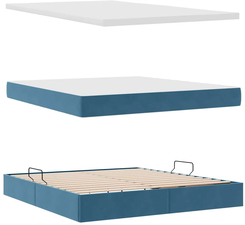 LED saugojimo lova su čiužiniu Tamsiai mėlyna 160 x 200 cm