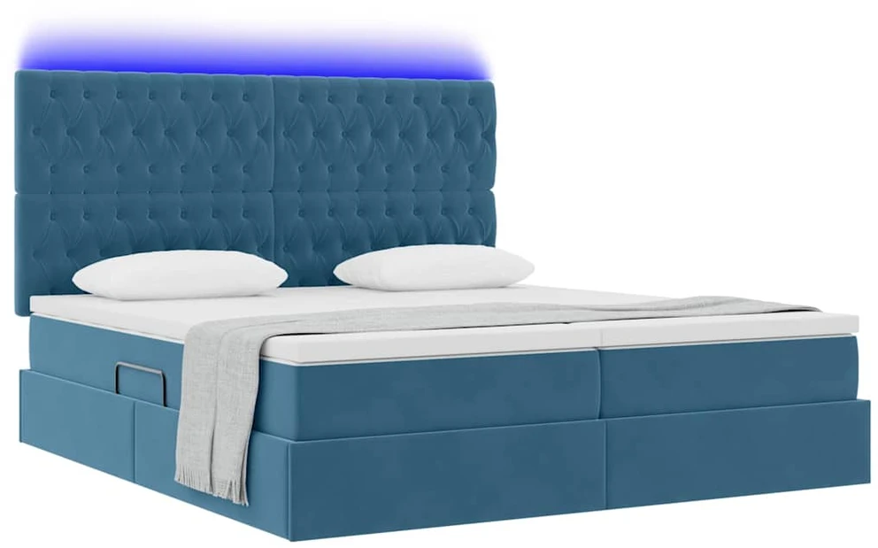 LED saugojimo lova su čiužiniu Tamsiai mėlyna 200 x 200 cm