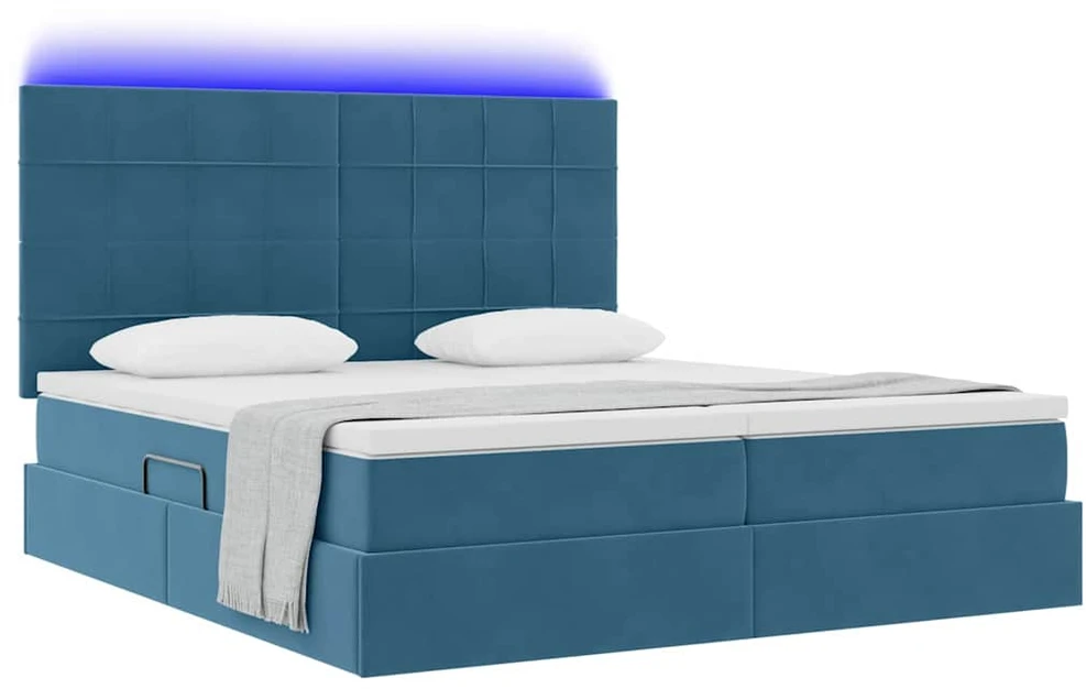 LED saugojimo lova su čiužiniu Tamsiai mėlyna 200 x 200 cm