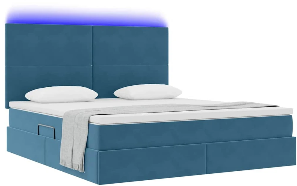 LED saugojimo lova su čiužiniu Tamsiai mėlyna 180 x 200 cm