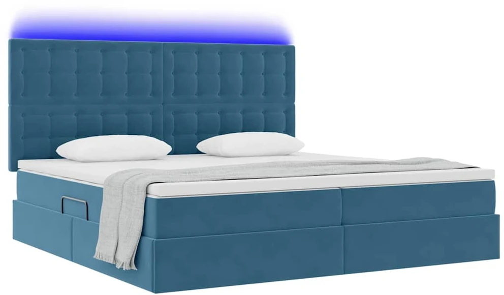 LED saugojimo lova su čiužiniu Tamsiai mėlyna 200 x 200 cm