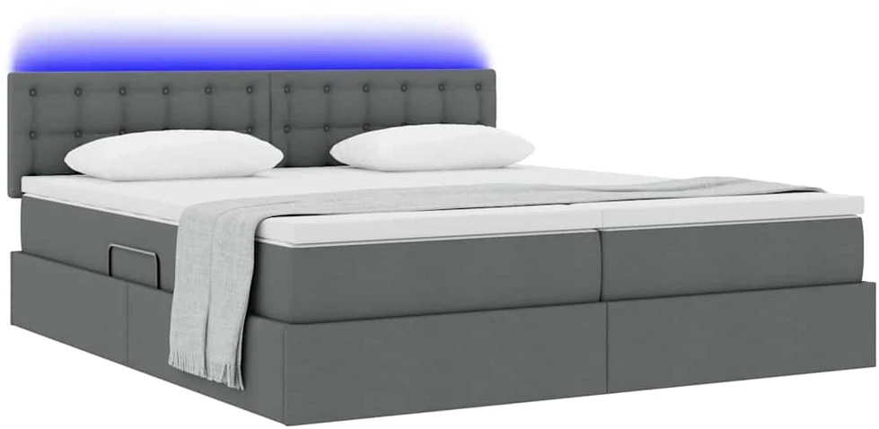 LED saugojimo lova su čiužiniu Tamsiai pilka 200 x 200 cm