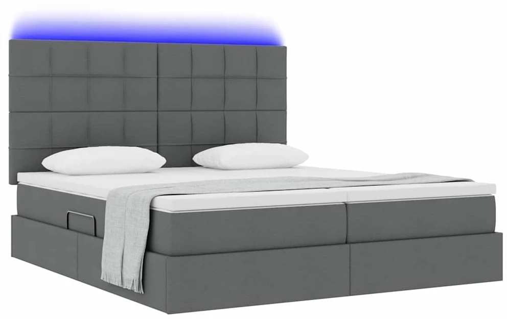 LED saugojimo lova su čiužiniu Tamsiai pilka 200 x 200 cm