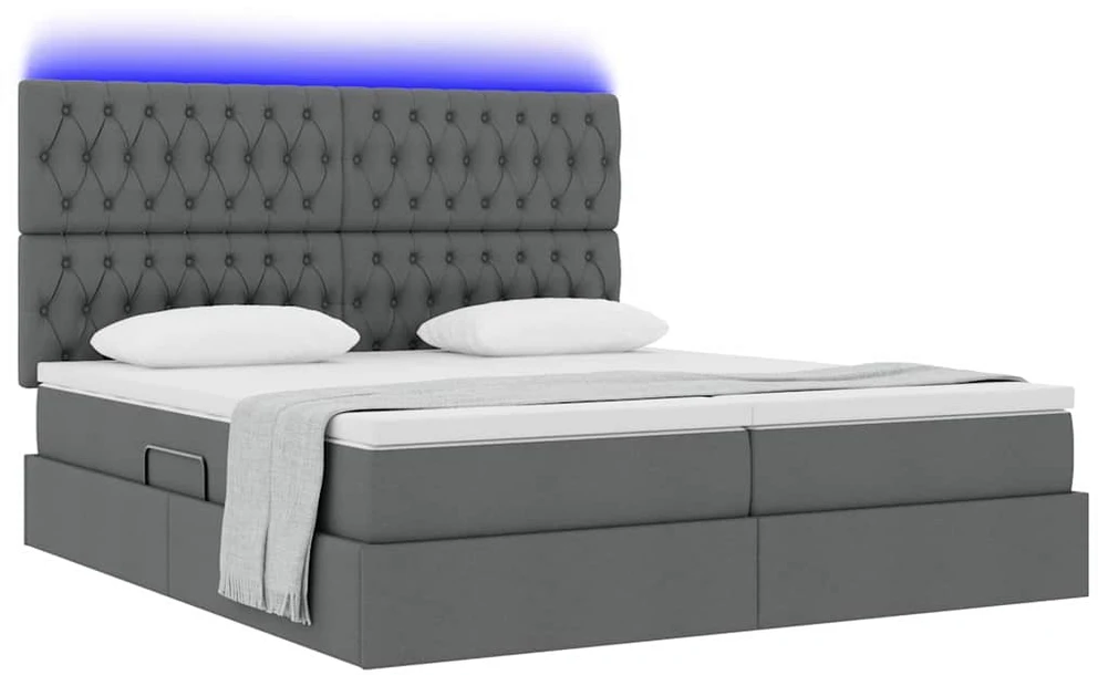LED saugojimo lova su čiužiniu Tamsiai pilka 180 x 200 cm
