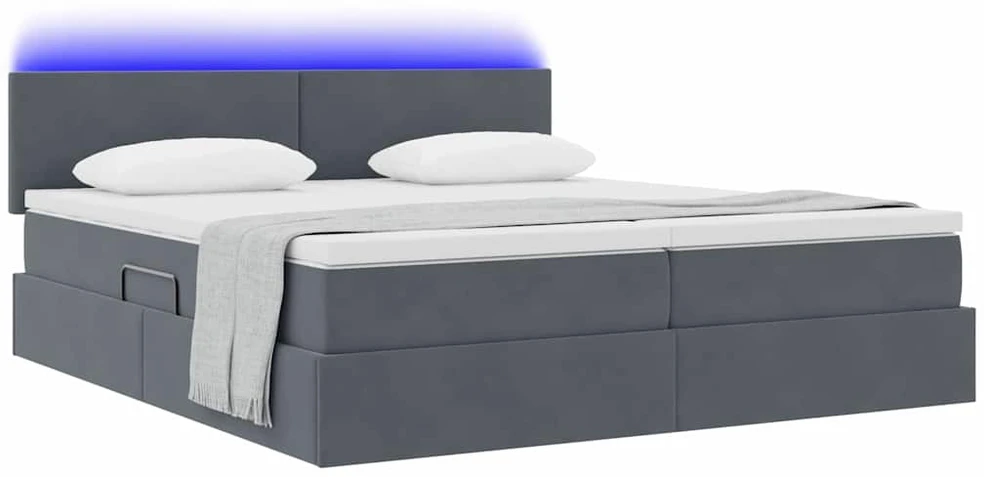 LED saugojimo lova su čiužiniu Tamsiai pilka 180 x 200 cm