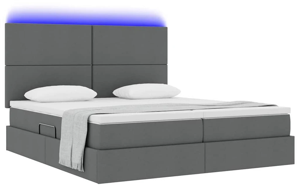 LED saugojimo lova su čiužiniu Tamsiai pilka 180 x 200 cm