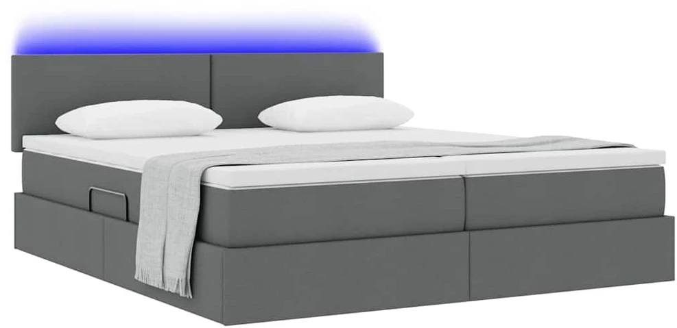 LED saugojimo lova su čiužiniu Tamsiai pilka 180 x 200 cm