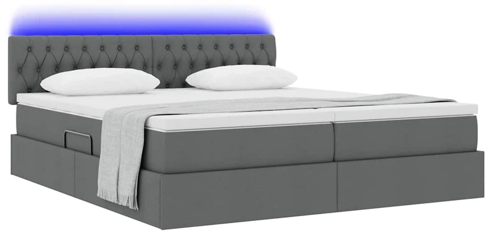 LED saugojimo lova su čiužiniu Tamsiai pilka 180 x 200 cm