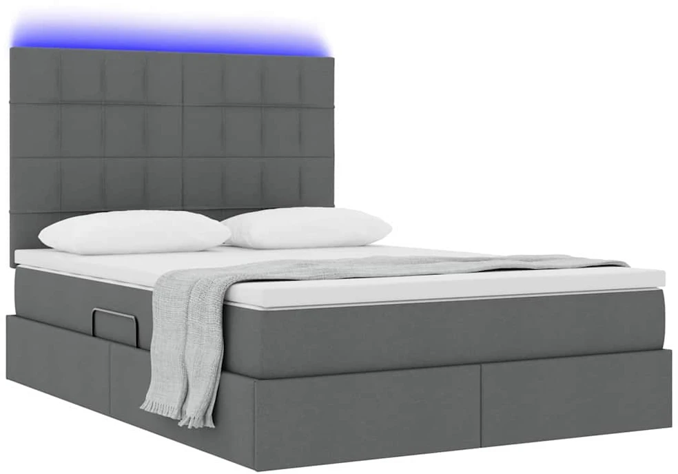 LED saugojimo lova su čiužiniu Tamsiai pilka 140 x 190 cm