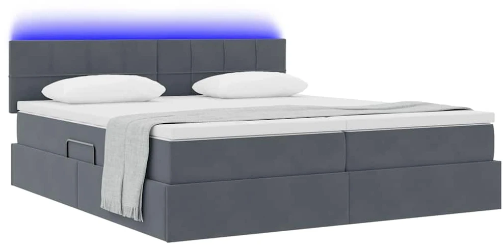 LED saugojimo lova su čiužiniu Tamsiai pilka 200 x 200 cm