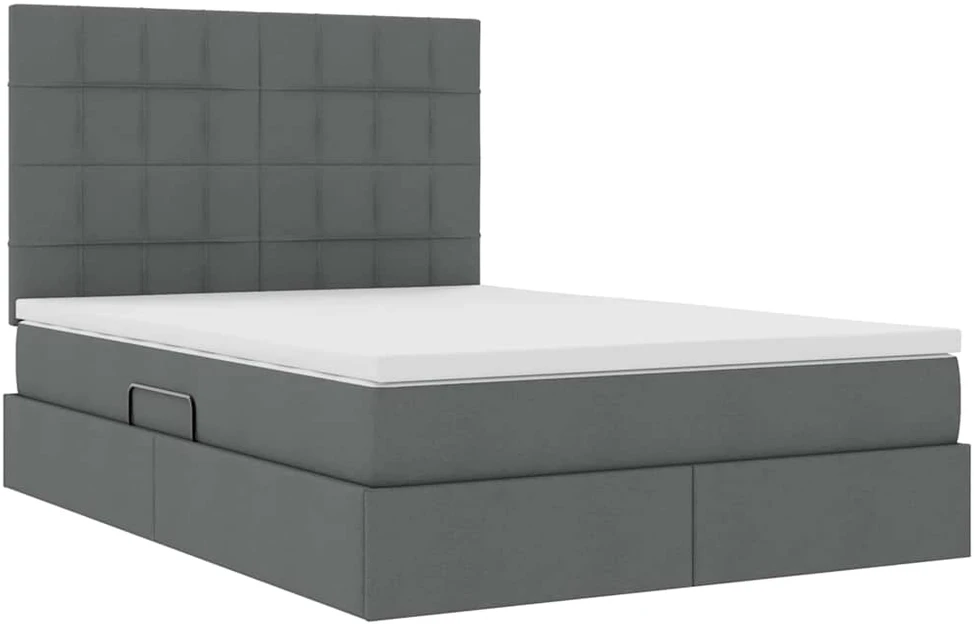 LED saugojimo lova su čiužiniu Tamsiai pilka 140 x 190 cm