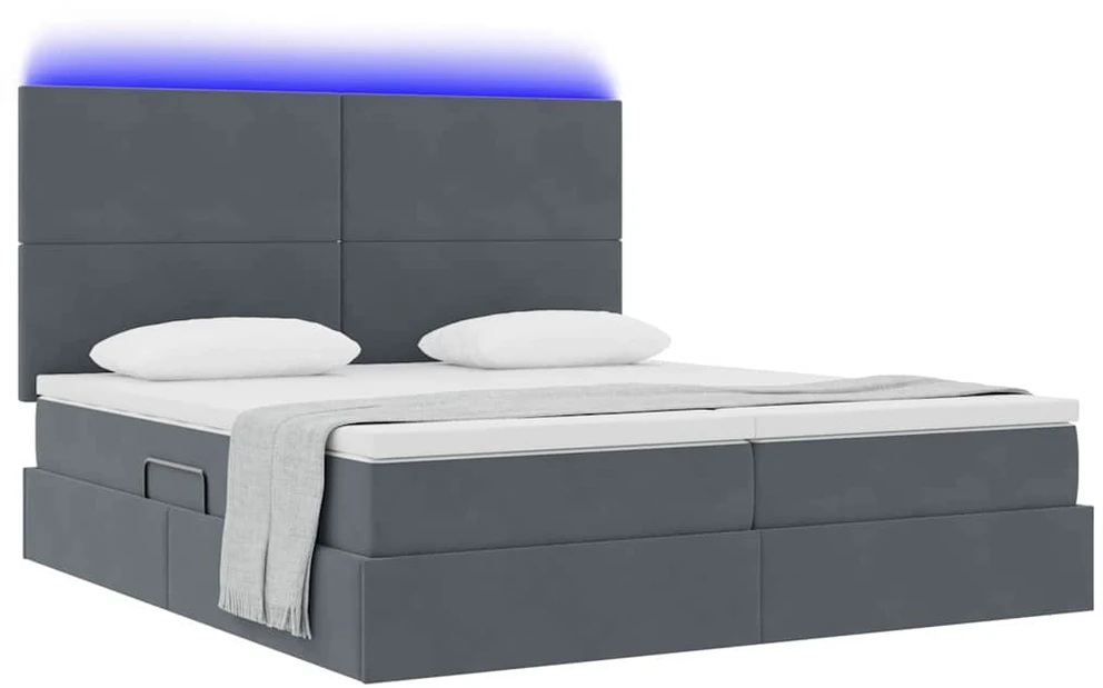 LED saugojimo lova su čiužiniu Tamsiai pilka 200 x 200 cm