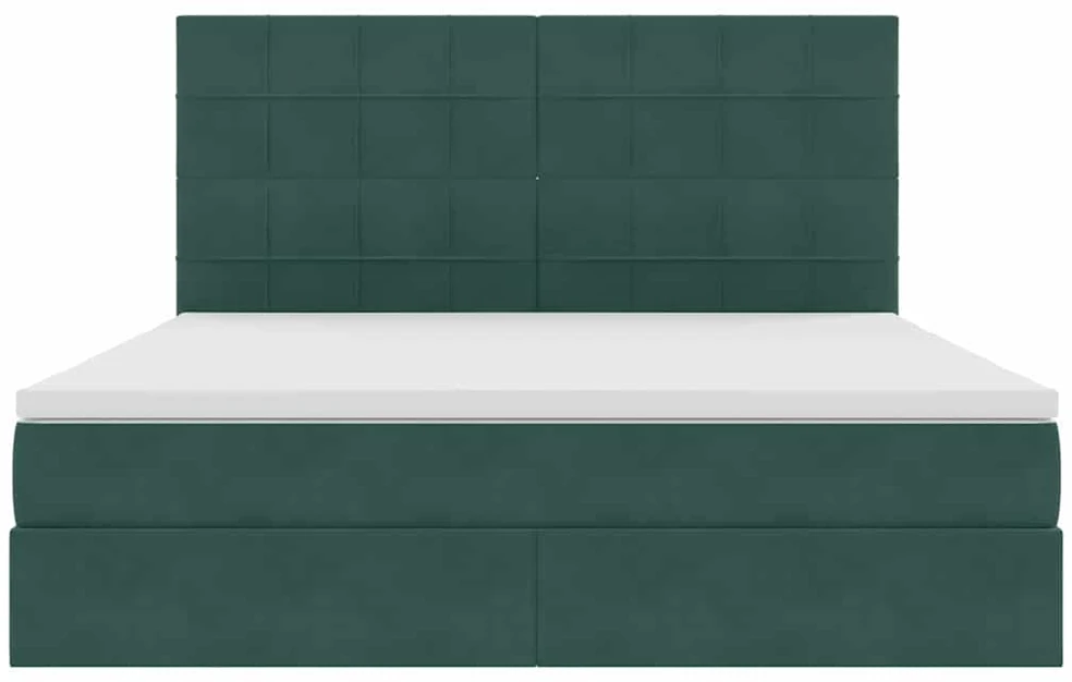 LED saugojimo lova su čiužiniu Tamsiai žalia 160 x 200 cm