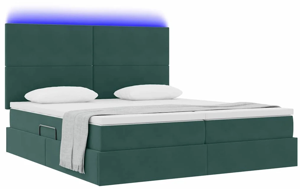 LED saugojimo lova su čiužiniu Tamsiai žalia 200 x 200 cm