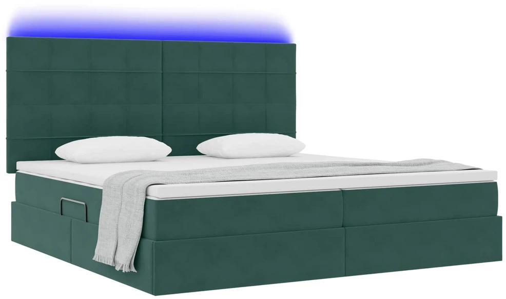 LED saugojimo lova su čiužiniu Tamsiai žalia 200 x 200 cm