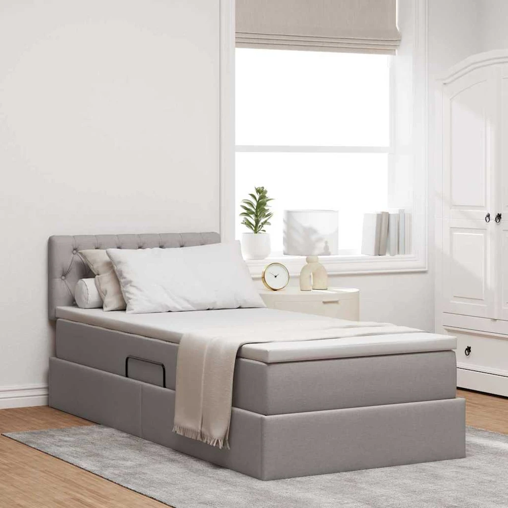 LED saugojimo lova su čiužiniu Taupe 100 x 200 cm Audinys