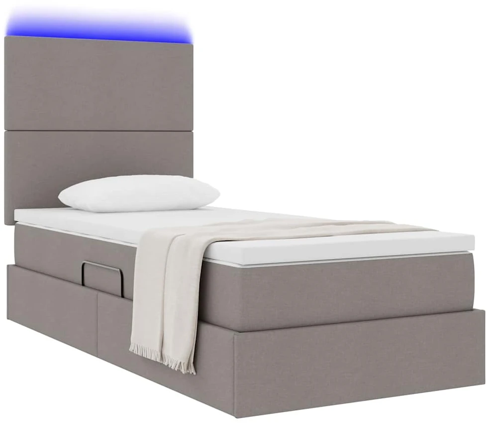 LED saugojimo lova su čiužiniu Taupe 100 x 200 cm Audinys