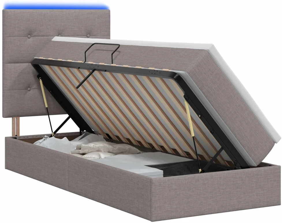 LED saugojimo lova su čiužiniu Taupe 100 x 200 cm Audinys