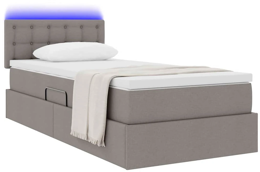 LED saugojimo lova su čiužiniu Taupe 100 x 200 cm Audinys