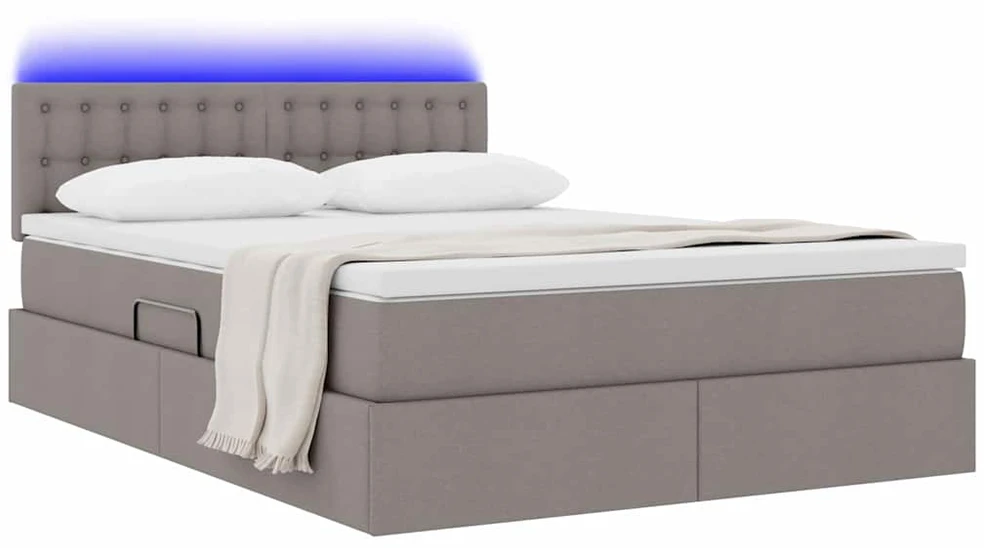 LED saugojimo lova su čiužiniu Taupe 140 x 200 cm Audinys