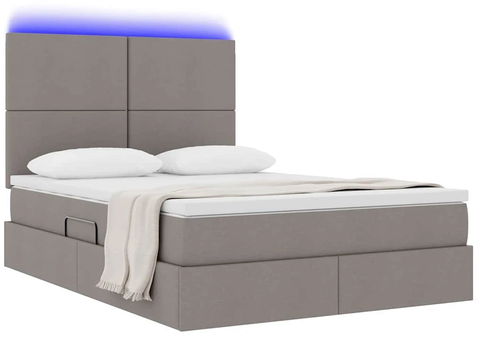 LED saugojimo lova su čiužiniu Taupe 140 x 200 cm Audinys