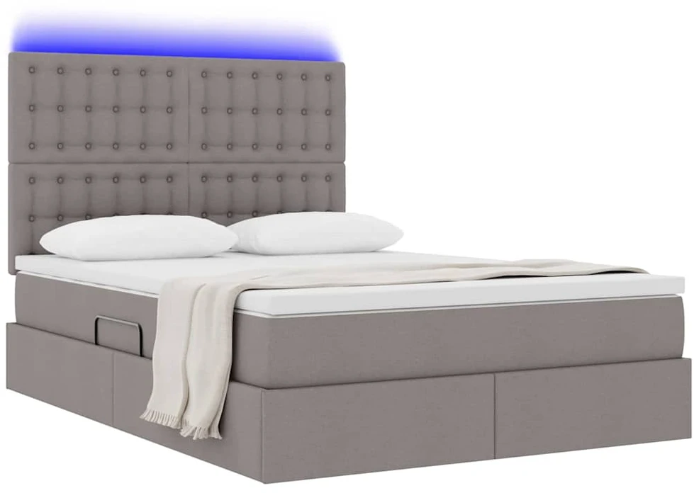 LED saugojimo lova su čiužiniu Taupe 140 x 200 cm Audinys