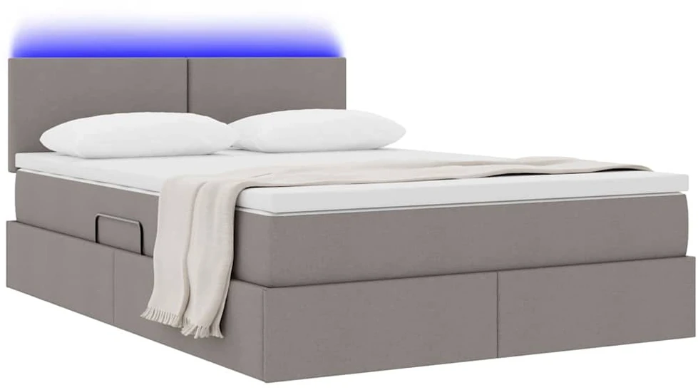 LED saugojimo lova su čiužiniu Taupe 140 x 200 cm Audinys
