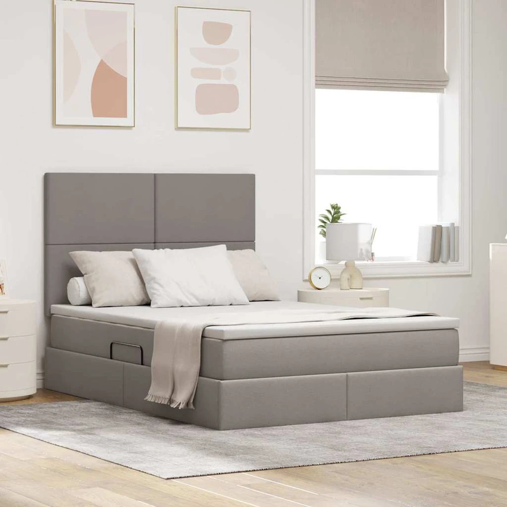 LED saugojimo lova su čiužiniu Taupe 140 x 200 cm Audinys