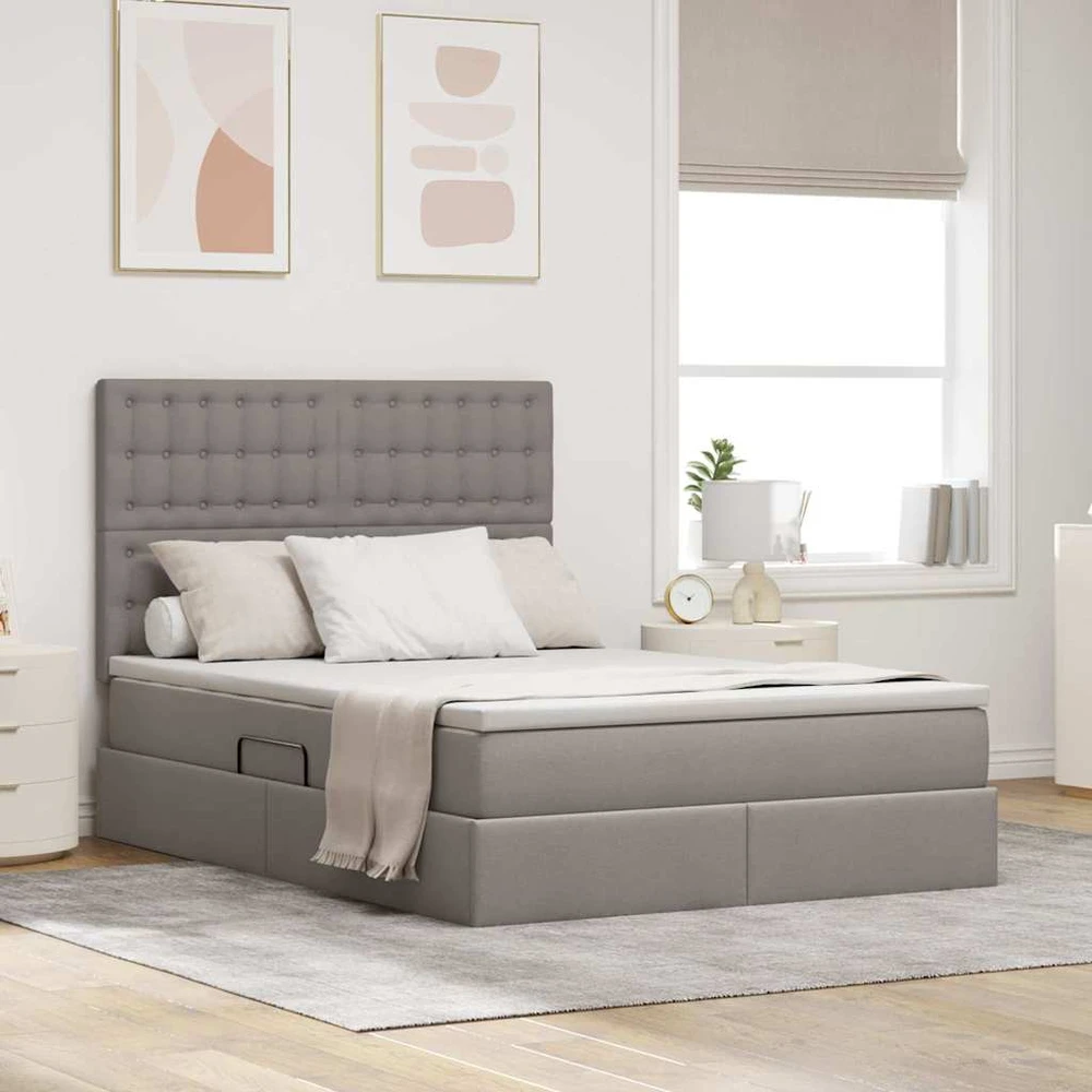 LED saugojimo lova su čiužiniu Taupe 140 x 200 cm Audinys