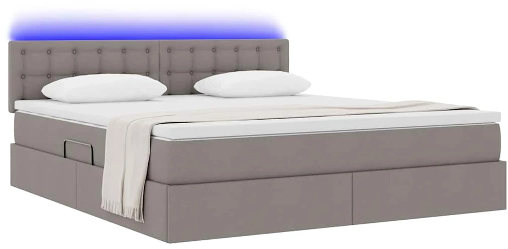 LED saugojimo lova su čiužiniu Taupe 180 x 200 cm Audinys