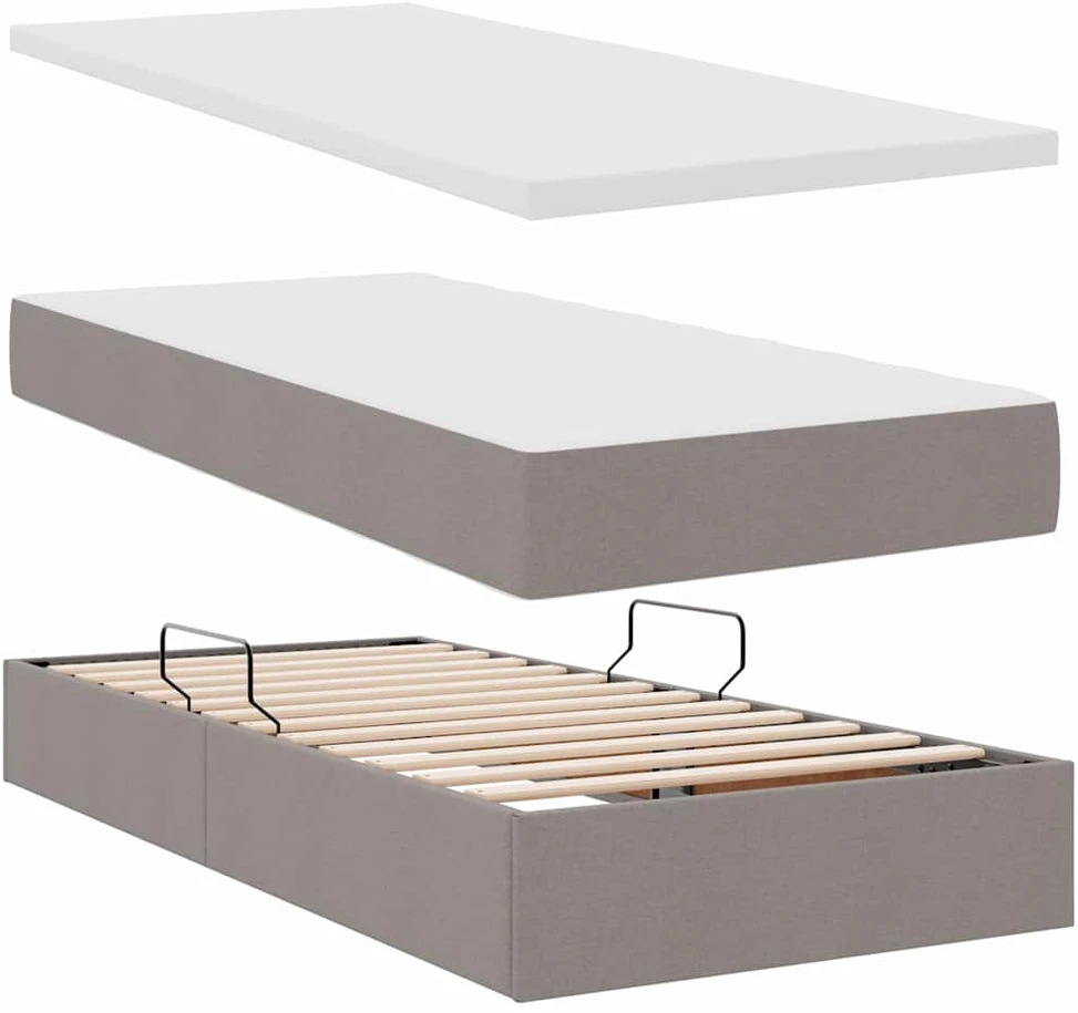LED saugojimo lova su čiužiniu Taupe 180 x 200 cm Audinys
