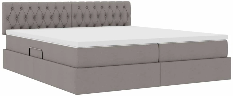 LED saugojimo lova su čiužiniu Taupe 180 x 200 cm Audinys