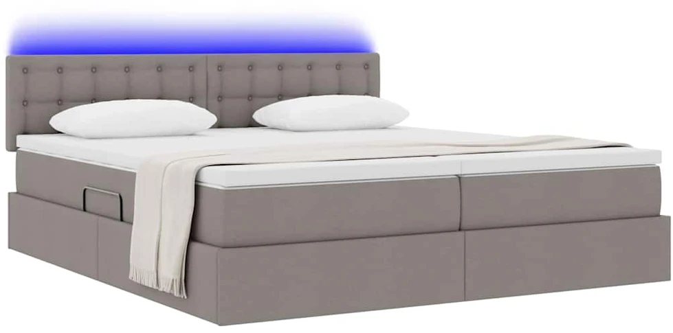 LED saugojimo lova su čiužiniu Taupe 180 x 200 cm Audinys