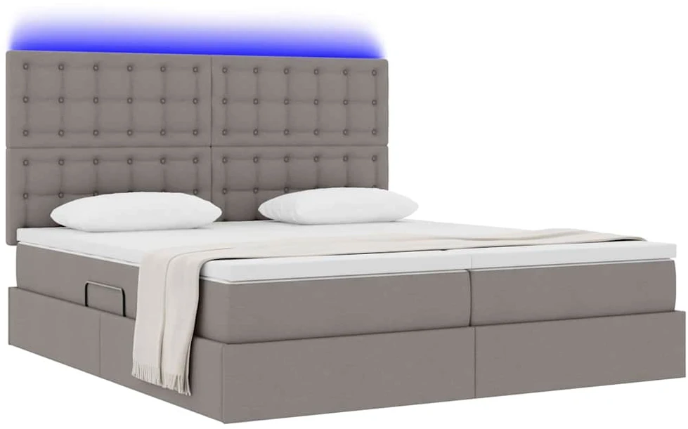 LED saugojimo lova su čiužiniu Taupe 180 x 200 cm Audinys