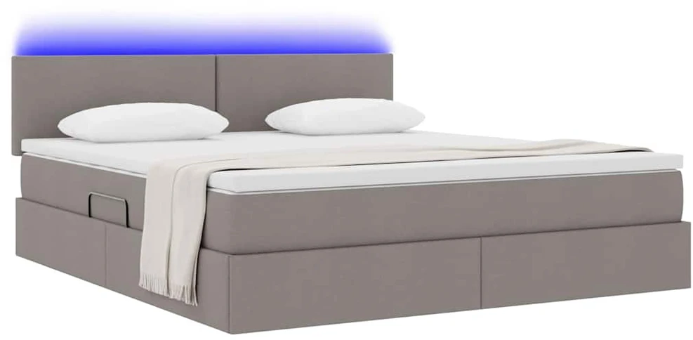 LED saugojimo lova su čiužiniu Taupe 180 x 200 cm Audinys