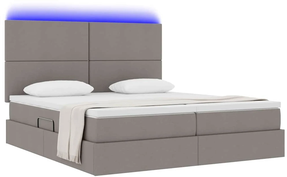 LED saugojimo lova su čiužiniu Taupe 180 x 200 cm Audinys
