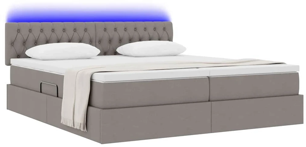 LED saugojimo lova su čiužiniu Taupe 180 x 200 cm Audinys