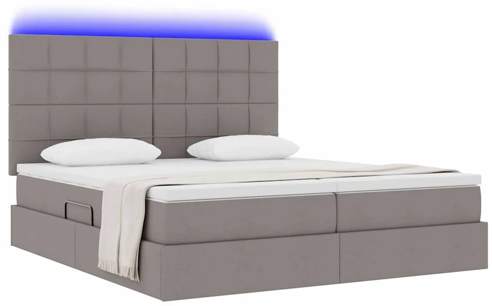 LED saugojimo lova su čiužiniu Taupe 180 x 200 cm Audinys