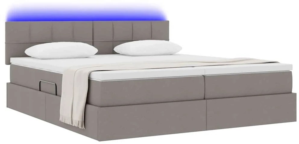 LED saugojimo lova su čiužiniu Taupe 180 x 200 cm Audinys
