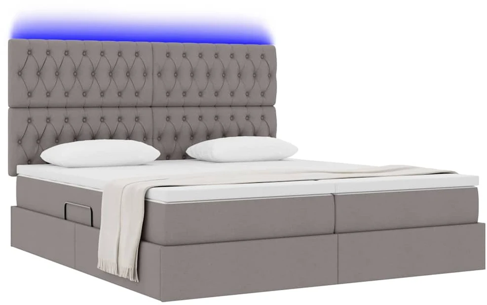 LED saugojimo lova su čiužiniu Taupe 200 x 200 cm Audinys