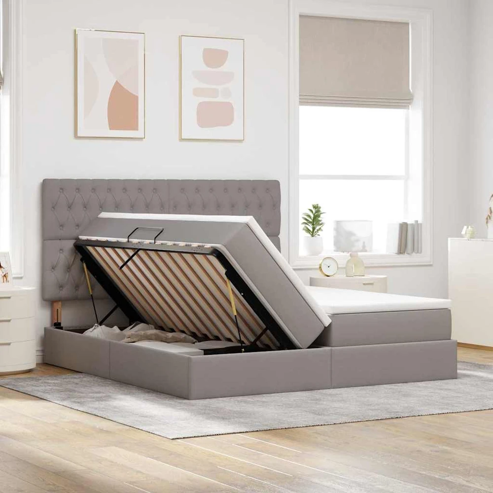 LED saugojimo lova su čiužiniu Taupe 200 x 200 cm Audinys
