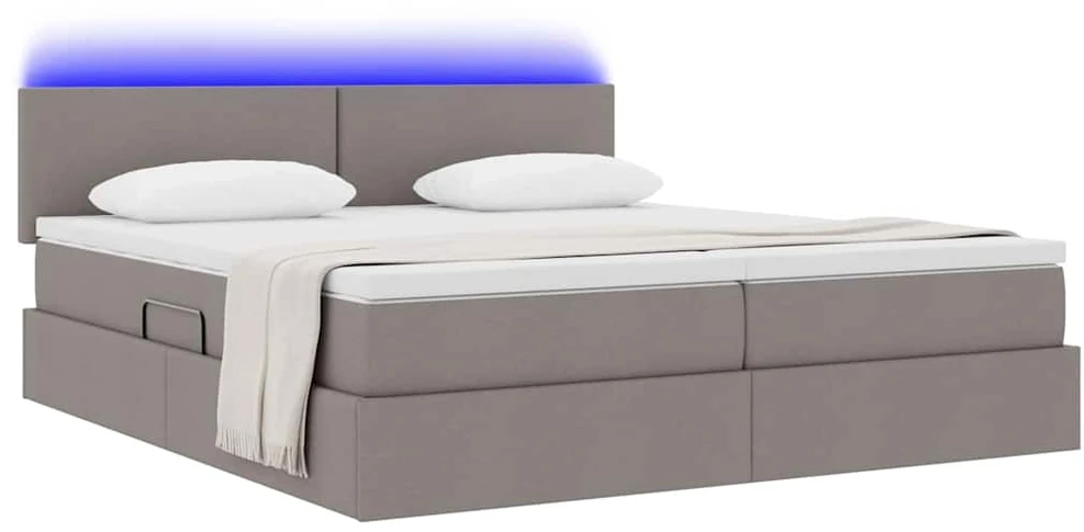 LED saugojimo lova su čiužiniu Taupe 200 x 200 cm Audinys