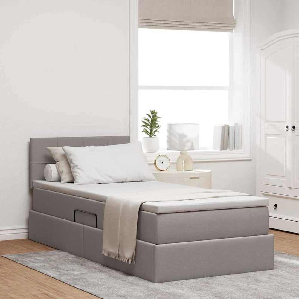 LED saugojimo lova su čiužiniu Taupe 90 x 190 cm Audinys