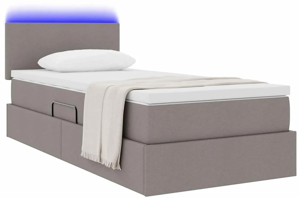 LED saugojimo lova su čiužiniu Taupe 90 x 200 cm Audinys