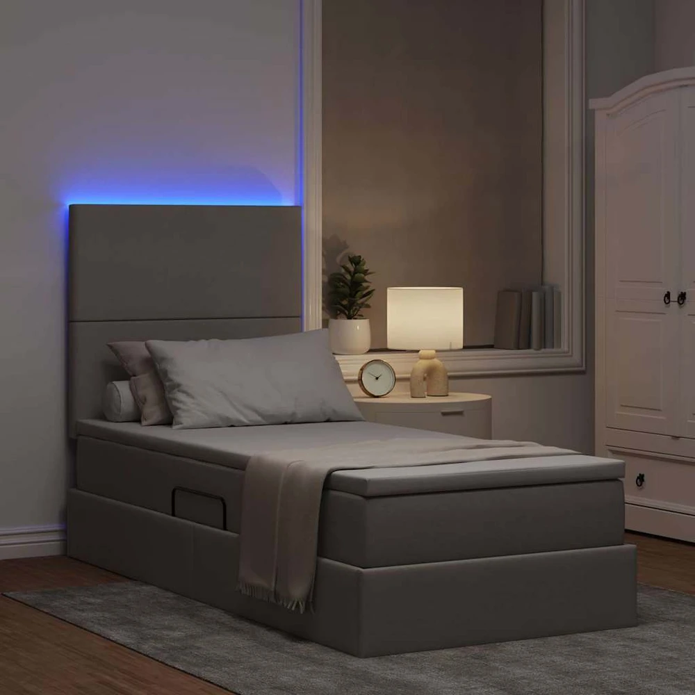 LED saugojimo lova su čiužiniu Taupe 90 x 190 cm Audinys