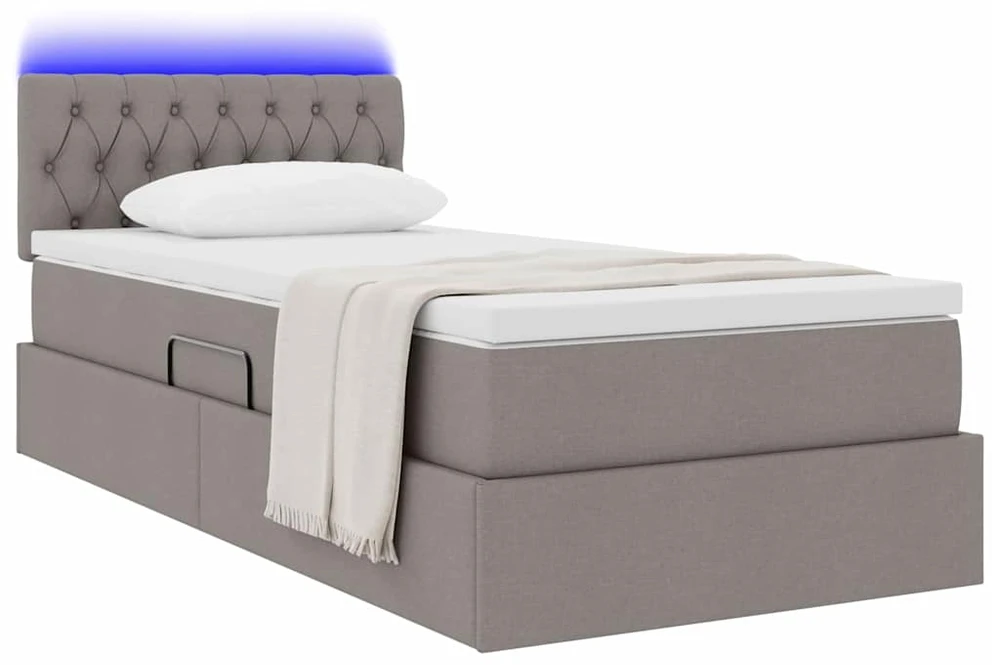 LED saugojimo lova su čiužiniu Taupe 90 x 200 cm Audinys